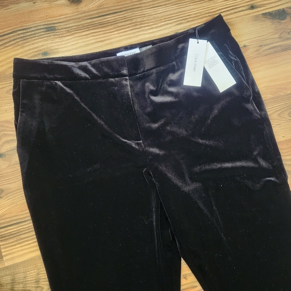 NEW tags Calvin Klein Black Velvet Boot Cut Trouser Holiday Winter Pant Sz 16‎ - Picture 3 of 7